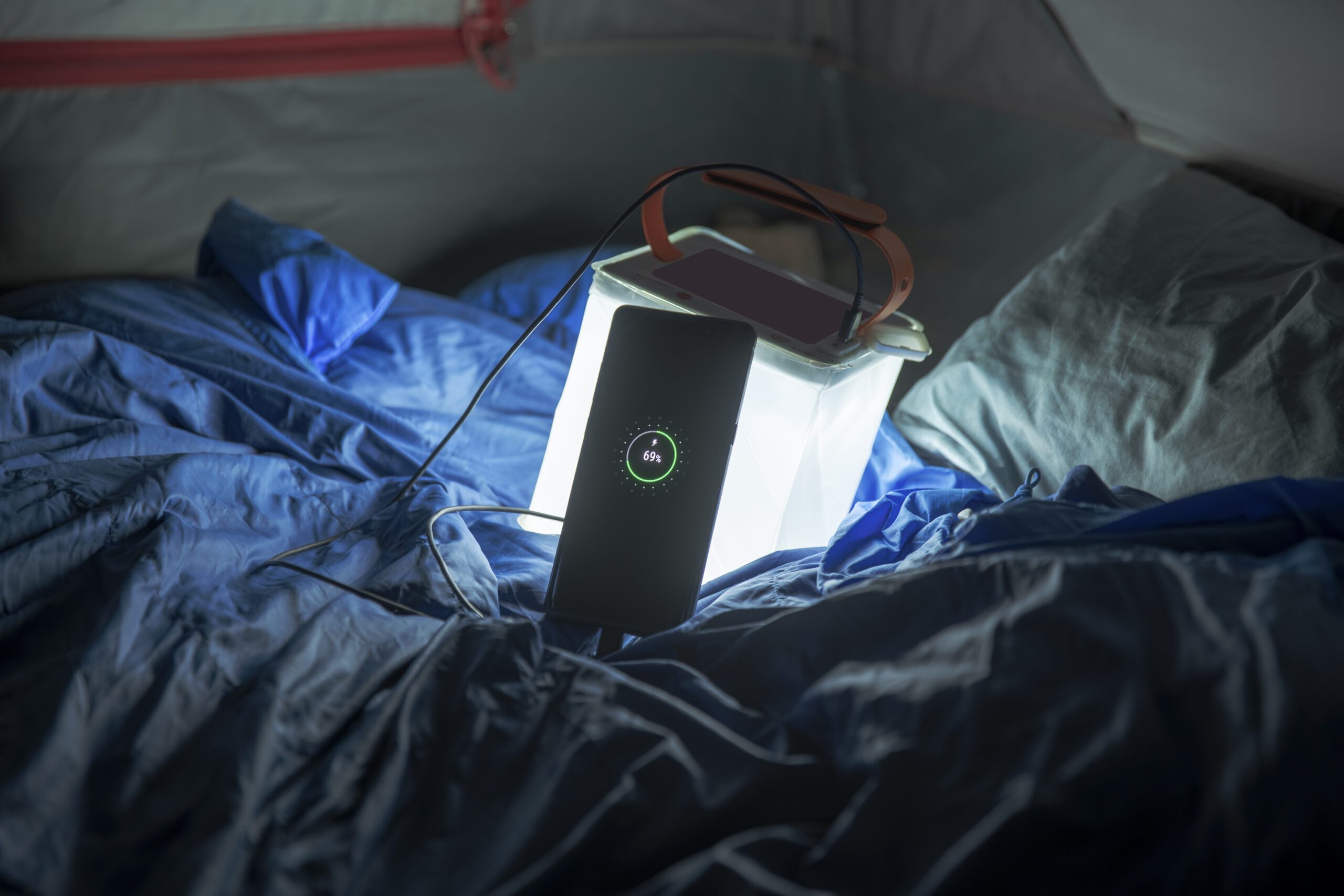 PackLite solar-powered camping lantern Titan 2-in-1 Phone Charger (Phone Charging in Tent)