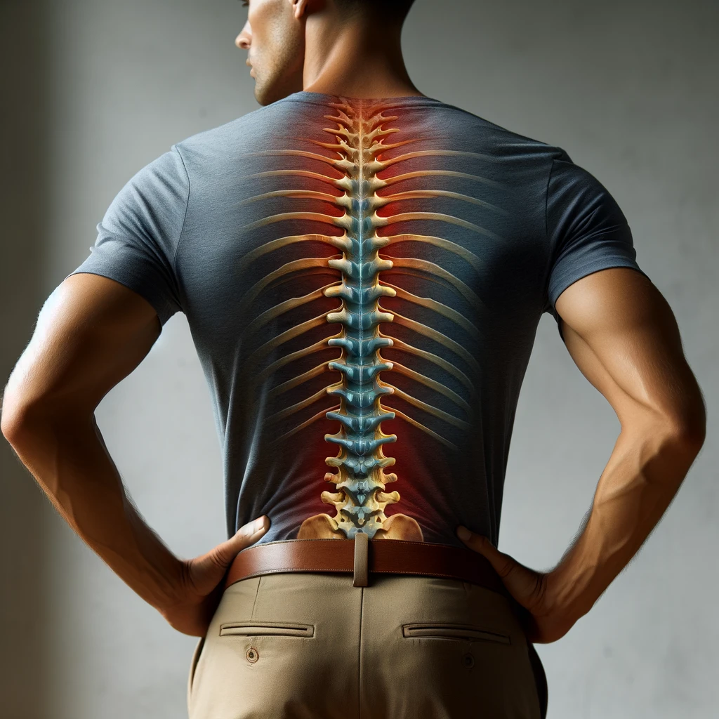 Person standing with good posture, showcasing natural spinal alignment.