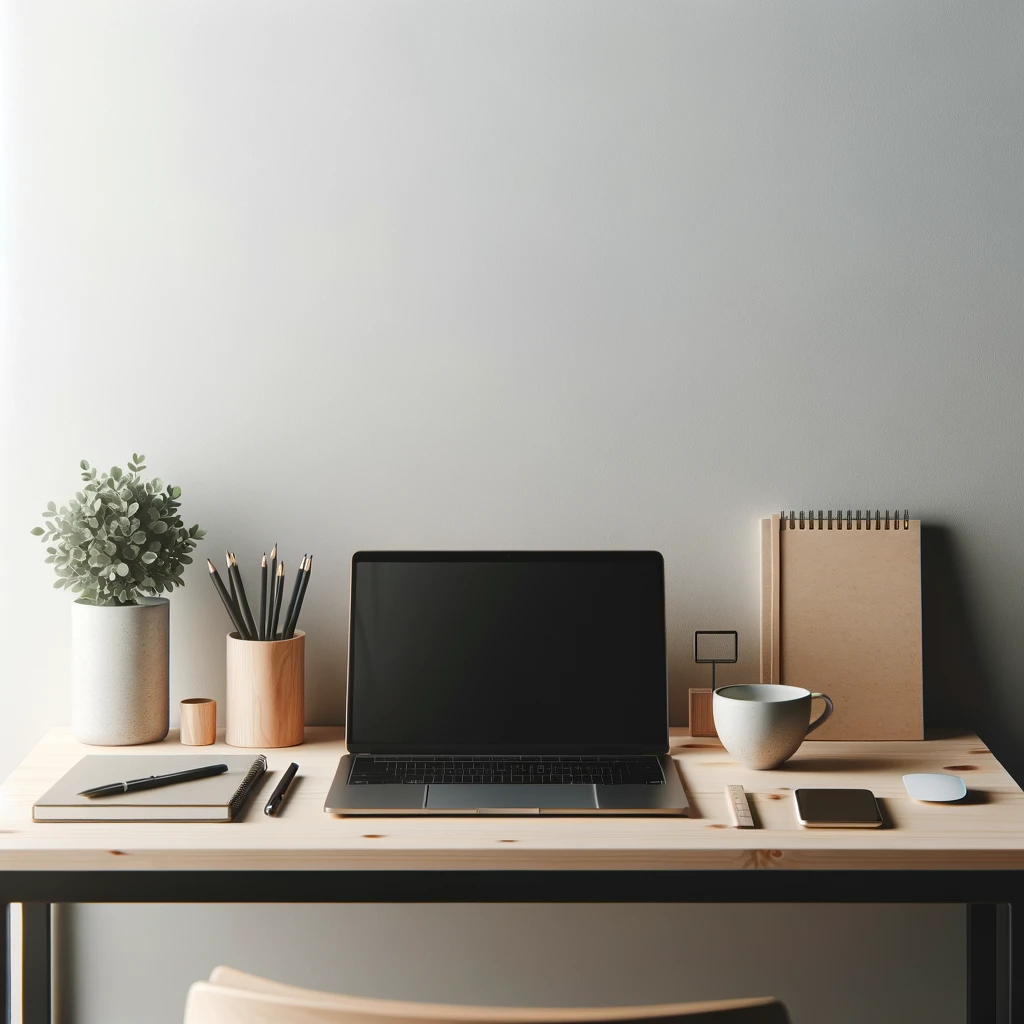 Neatly organized work desk in a minimalist style