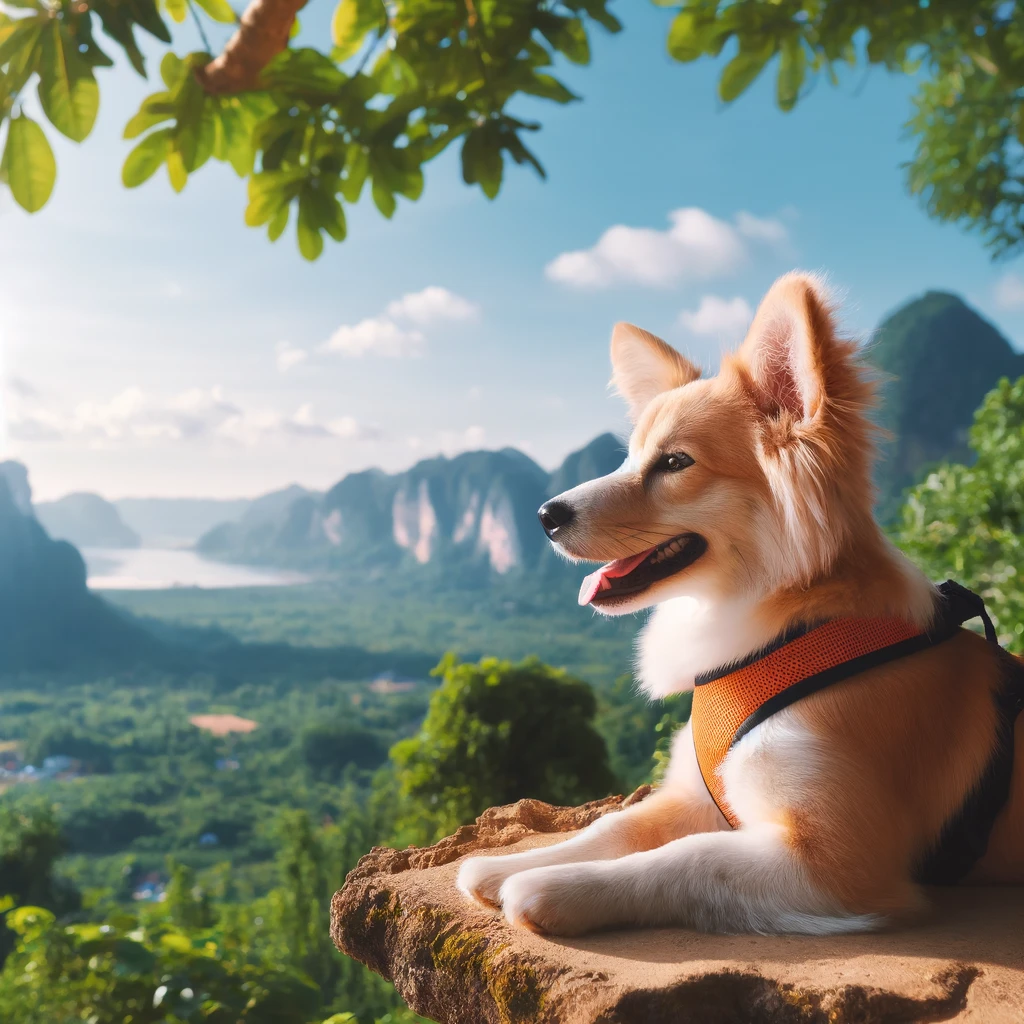 A pet enjoying a scenic view, highlighting the joys of travel with a pet.