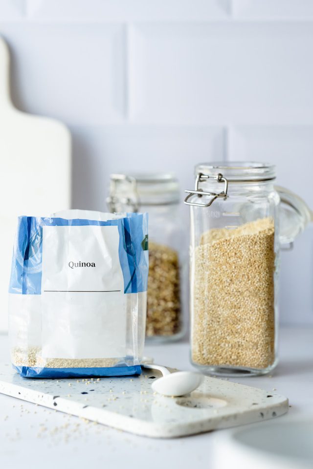 Quinoa in packaging and jars