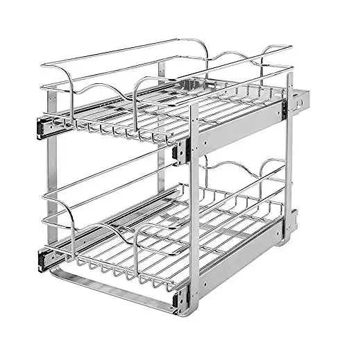 Rev-A-Shelf 5WB2-0918-CR 9 in. W x 18 in. D Base Cabinet Pull-Out Chrome 2-Tier Wire Basket