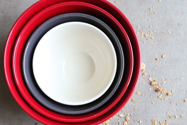 Nested bowls in an RV, demonstrating an efficient storage solution for kitchenware