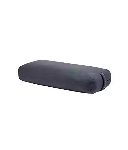 Manduka Yoga Rectangle Bolster Pillow - Firm, Removable eQua Cover, Easy Carry Handle - Thunder Grey, 28" x 11.75" x 5"