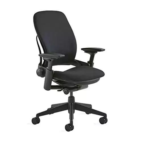 Steelcase Leap Office Chair - Seven Points of Adjustability - Ergonomic Back Support Chair - Lumbar Support - 4D Adjustable Arms - Black Frame - Buzz2 Black Fabric