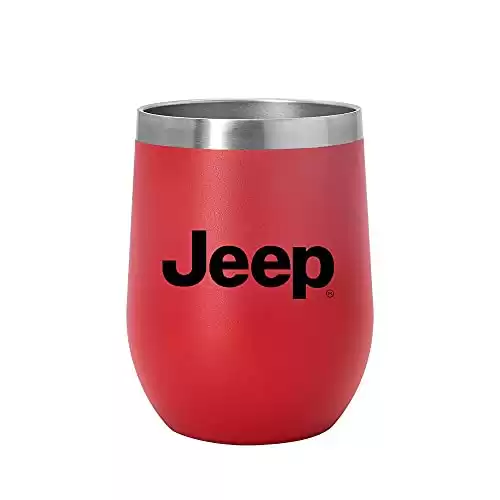 Jeep Insulated Wine Glass Stainless Steel 14oz Powder Coated Thermal Tumbler (Red)