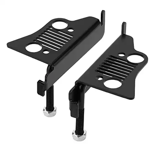 JONGCOVER JL Front Foot Pegs Door Footrest Pegs Foot Rest Pedal With Grille Grid Style For 2007-2022 Wrangler JK JKU JL JLU