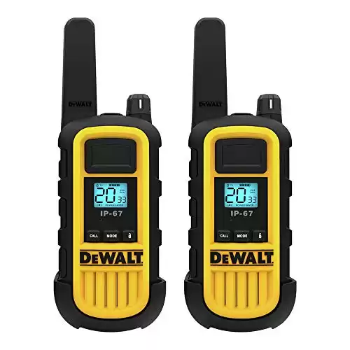 DEWALT DXFRS800 2 Watt Heavy Duty Walkie Talkies - Waterproof, Shock Resistant, Long Range & Rechargeable Two-Way Radio with VOX (2 Pack)