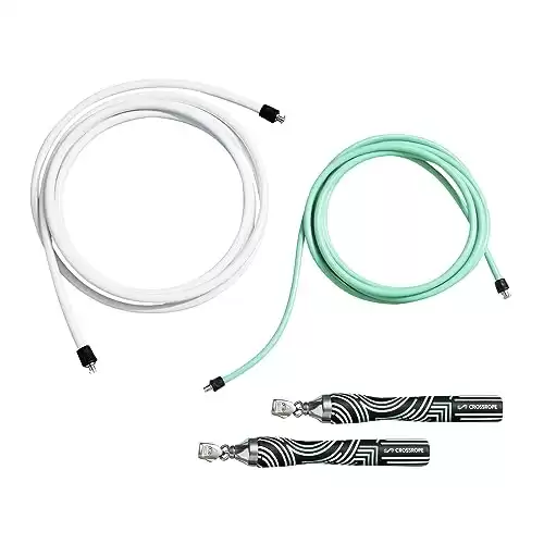 Crossrope Get Lean Set - Weighted Jump Rope- 1/4 LB and 1/2 LB Ropes - Slim Handles - Medium