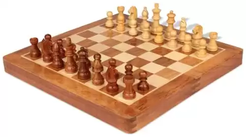 Acacia & Boxwood Folding Magnetic Travel Chess Set - 7"