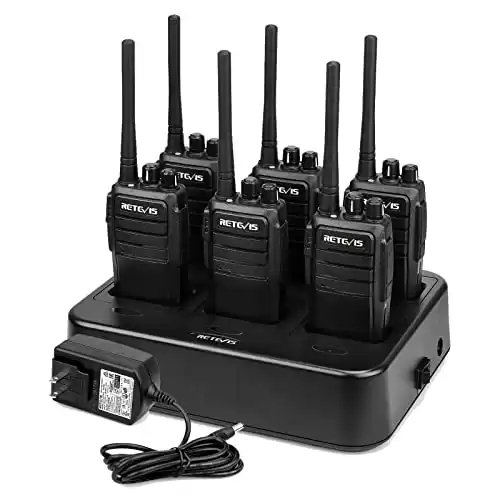 Retevis RT21 2 Way Radio Long Range, Walkie Talkies for Adults, Heavy Duty Rechargeable Two Way Radios with Six-Way Charger, for Manufacturing Education(6 Pack)