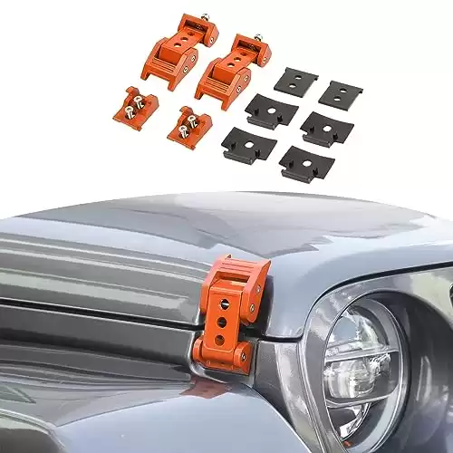 RT-TCZ for Wrangler Hood Latches Catch Kit Compatible with Jeep Wrangler JK JL Gladiator JT Orange Exterior Accessories 2pcs (3-Holes)