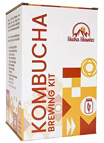 Bucha Brewers Kombucha Starter Kit with Everything to Brew Kombucha at Home. Kombucha Brewing Kit with SCOBY, Starter Tea, Organic Sugar, pH Strips, Thermometer Strip, Instructions, & More