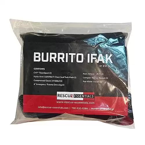 Rescue Essentials Burrito IFAK, Idividual First Aid Kit (Black)