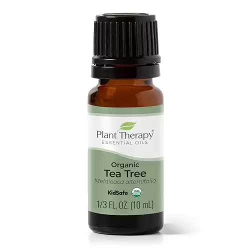 Plant Therapy Organic Tea Tree Oil (Melaleuca) 100% Pure, USDA Certified Organic, Undiluted, Natural Aromatherapy for Skin, Hair, and Toenails, Therapeutic Grade 10 mL (1/3 oz)