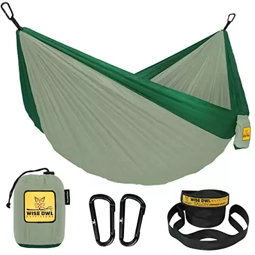 Wise Owl Outfitters Camping Hammock - Camping Essentials, Portable Hammock w/Tree Straps, Single or Double Hammock for Outside, Hiking, and Travel