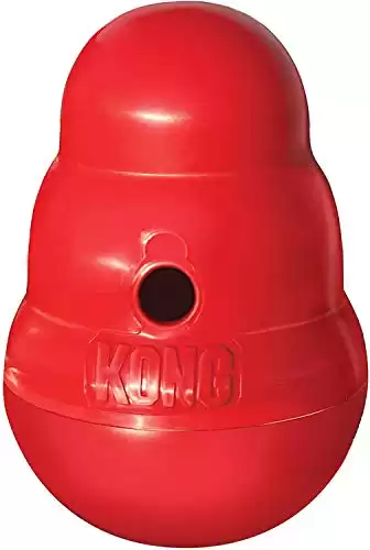 KONG Wobbler Interactive Dog Toy for Treat Dispensing Dog Slow Feeder for Healthy Eating for Medium/Large Dogs