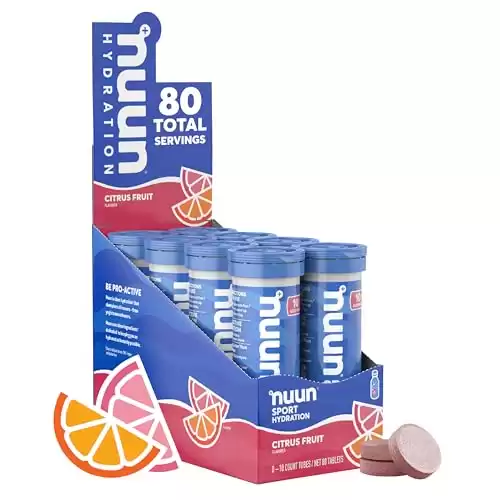 Nuun Hydration Electrolyte Drink Tablets, Citrus Fruit, Natural Flavors, Vegan Friendly, Kosher, Gluten Free & Non-GMO, 10 Tablets (Pack of 8)