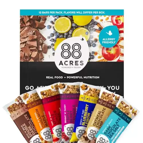 88 Acres Granola Bars | Variety | Gluten Free, Nut-Free Oat and Seed Snack Bar | Vegan & Non GMO | 12 Pack