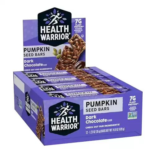 Health Warrior Pumpkin Seed Bar, Dark Chocolate, 12 Bars