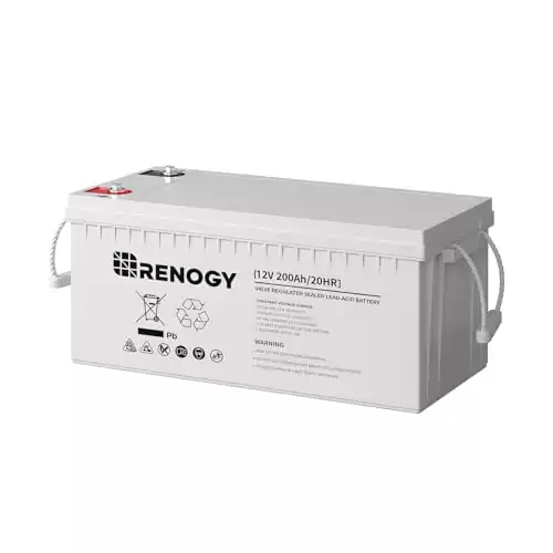 Renogy Deep Cycle AGM Battery 12 Volt 200Ah, 3% Self-Discharge Rate, 2000A Max Discharge Current, Safe Charge Most Home Appliances for RV, Camping, Cabin, Marine and Off-Grid System, Maintenance-Free