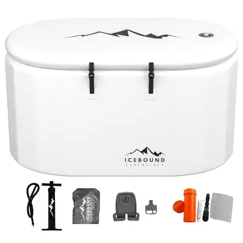 Icebound Essentials Immersion Cold Plunge 135 Gallon Ice Bath and Cold Plunge Tub Chiller Compatible Connections Inflatable Cold Plunge - Durable, Portable, Insulated Cold Plunge Tub Design