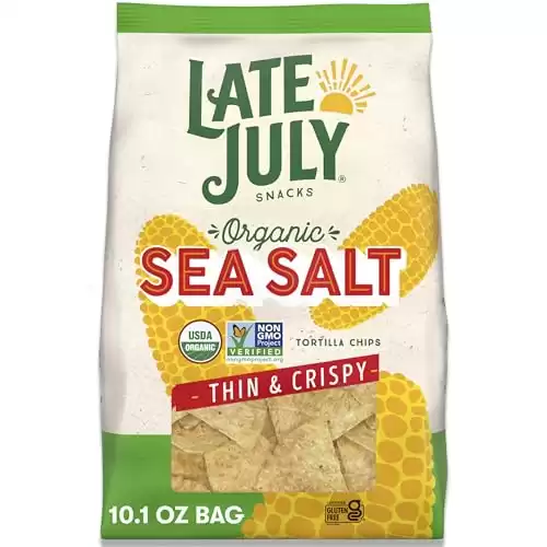 Late July Snacks Thin and Crispy Organic Tortilla Chips with Sea Salt, 10.1 oz Bag