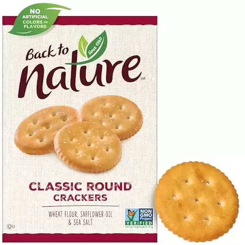 Back to Nature Classic Round Crackers - Dairy Free, Non-GMO, Made with Wheat Flour & Sea Salt, Delicious & Quality Snacks, 8.5 Ounce