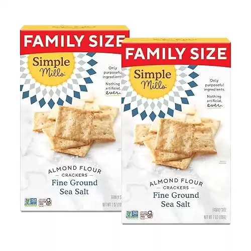 Simple Mills Almond Flour Crackers, Family Size, Fine Ground Sea Salt - Gluten Free, Vegan, Healthy Snacks, 7 Ounce (Pack of 2)